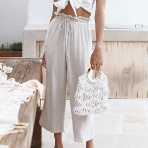 Petal & Pup - Linen Set (HAWTHORNE PANT - BEIGE & ELEANOR CROPPED TOP - BEIGE)